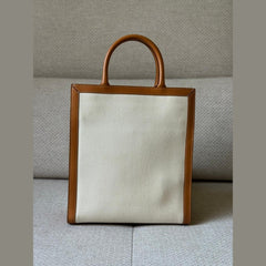 Celine Small Vertical Cabas Tote in Canvas and Leather