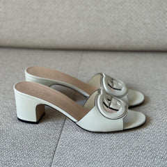 Gucci Ivory Interlocking G Mules - Size 39