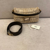 Fendi Limited Edition Baguette Wicker Bag with Leather Strap