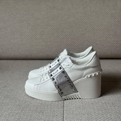 Valentino White & Silver Open Disco Wedge Sneakers - Size 40