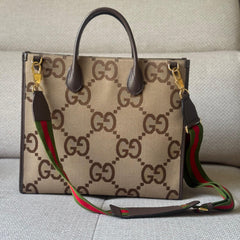 Gucci Jumbo GG Canvas Tote with Web Strap