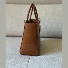 Christian Dior Caramel Patent Leather Medium Lady Dior Bag (Restored)