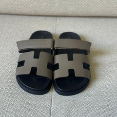 Hermès Étoupe Epsom Leather Chypre Sandals - Size 37.5 & 39