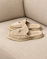 Loro Piana Beige Charms Walk Babouche Mules - Size 39