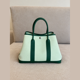 Hermès Garden Party 30 Tote in Green Canvas & Green Leather