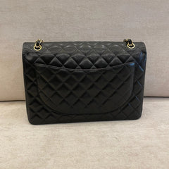 Chanel Black Maxi Lamskin Double Flap Shoulder Bag with GHW