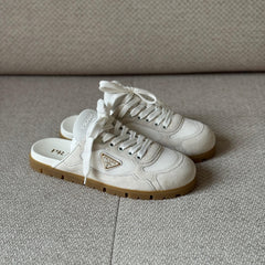 Prada White Trail Mesh and Suede Mules - Size 37.5