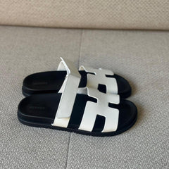 Hermès White Calfskin Leather Chypre Sandals - 39.5