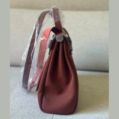 Hermès Rouge H Herbag Zip 31 with Palladium Hardware - Stamp K