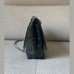 Chanel Khaki Patent Leather Jumbo Single Classic Flap Bag