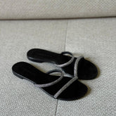Giuseppe Zanotti Black Embellished Flat Sandals - Size 38