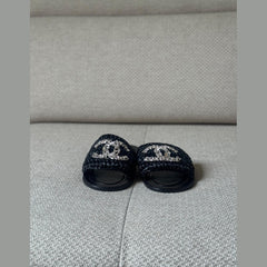 Chanel Black CC Raffia Flat Sandals – Size 39 (Fits 40)
