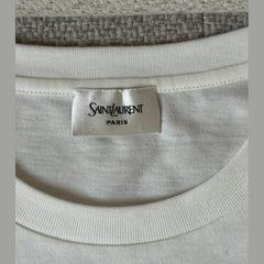 Saint Laurent White Reverse Logo T-Shirt - Size S