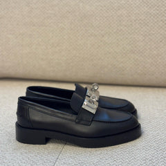 Hermès Black Leather Hot Loafers with Kelly Turn Lock