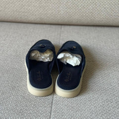 Loro Piana Summer Charms Walk Mules in Suede Blue - Size 38.5