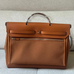 Hermès Fauve Herbag 39 with Palladium Hardware - Stamp K