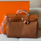 Hermès Fauve Herbag 39 with Palladium Hardware - Stamp K