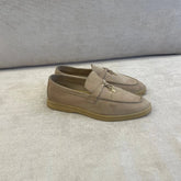 Loro Piana Summer Charms Walk Suede Loafers in Beige - Size 36