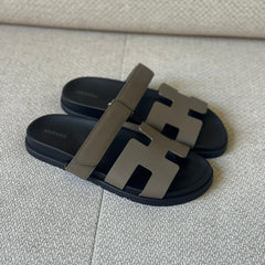 Hermès Étoupe Epsom Leather Chypre Sandals - Size 37.5 & 39