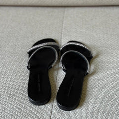 Giuseppe Zanotti Black Embellished Flat Sandals - Size 38