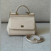 Dolce & Gabbana Beige Small Miss Sicily Top Handle with Strap