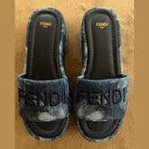 Fendi Sunshine Denim Platform Slide - Size 37.5