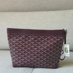 Goyard Burgundy Coated Canvas Conti GM Pouch