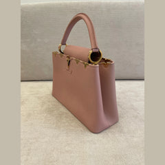 Louis Vuitton Capucines PM Pink Taurillon Leather with Flower Crown Embellishment