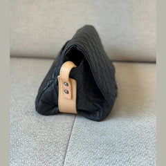 Chanel Reissue Messenger Flap Bag in Black Caviar Leather with Beige Leather Strap