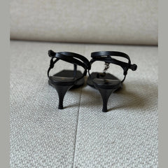 Saint Laurent Black Cassandra Sandals - Size 37.5