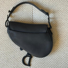 Christian Dior Black Matte Calfskin Mini Saddle Bag with Strap