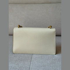 Gucci Calfskin Medium Mystic White GG Marmont Chain Handle Bag