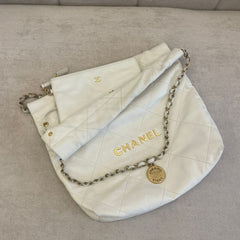 Chanel Small White Chanel 22 Gold Hardware 29x32cm
