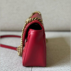 Gucci Red Small GG Marmont Matelassé Shoulder Bag