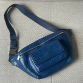 Gucci Blue GG Embossed Leather Belt Bag - One Size