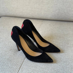 Christian Dior Black Suede Pointed Toe Pumps - Size 39½