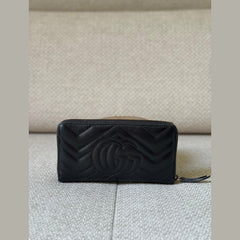 Gucci GG Marmont Black Leather Zipped Wallet