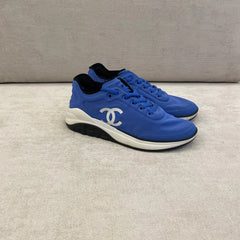 Chanel Mesh Lycra Thermoplastic Blue Sneakers - Size 38