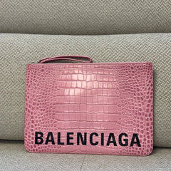 Balenciaga Pink Ville Logo Pouch