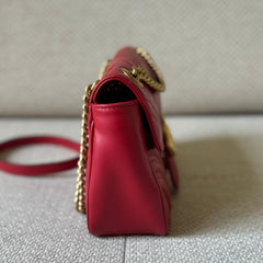 Gucci Red Small GG Marmont Matelassé Shoulder Bag