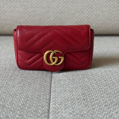 Gucci Red Super Mini GG Marmont Crossbody & Belt Bag