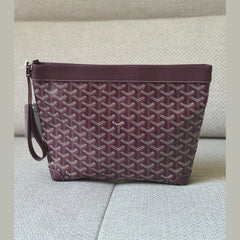 Goyard Burgundy Coated Canvas Conti GM Pouch