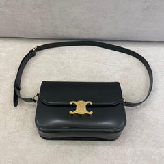 Céline Black Calfskin Leather Triomphe Shoulder