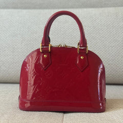 Louis Vuitton Framboise Patent Leather Alma BB With Strap