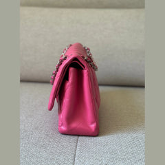 Chanel Quilted Lambskin Leather Pink Jumbo Double Flap Bag (Restored)