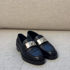 Hermès Black Leather Hot Loafers with Kelly Turn Lock
