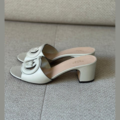 Gucci Ivory Interlocking G Mules - Size 39