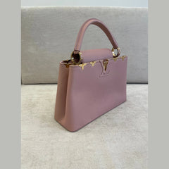 Louis Vuitton Capucines PM Pink Taurillon Leather with Flower Crown Embellishment