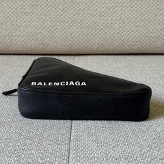 Balenciaga Black Leather Triangle Pouch