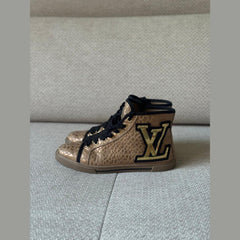 Louis Vuitton Punchy High Top Sneakers with Sequined LV Patch - Size 37